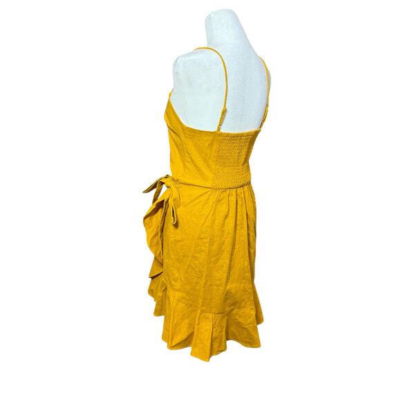 Express Dress Womens Small Yellow Mini Strappy Linen Feminine Boho Flapper Beach - Picture 4 of 12